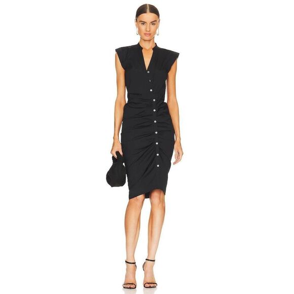 Veronica Beard Dresses & Skirts - VERONICA BEARD Ruched Shirt Dress Black Sz 4 NWT $450